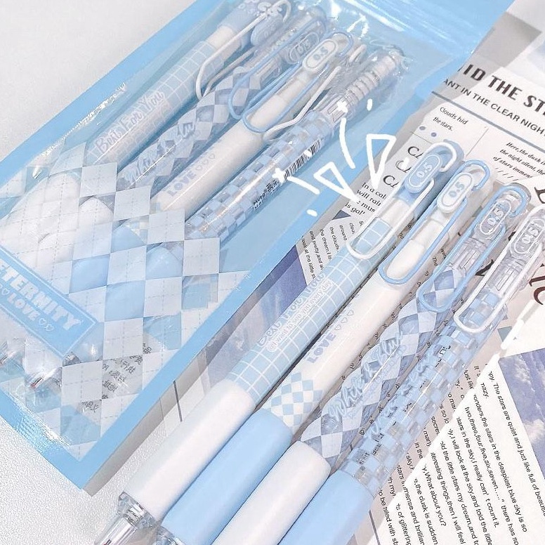 

Winzige MURA 4pcs pulpen gel aesthetic 5mm pulpen lucu retractable gel pens pen mekanik tinta hitam d U6F2