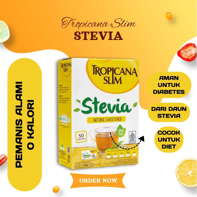 

Tropicana Slim Stevia Isi 50 Sachet - Pemanis alami pengganti gula