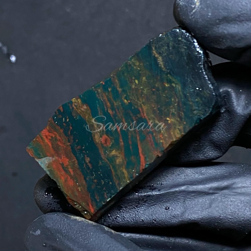 Lempengan Batu akik pancawarna nogosui / bahan batu akik bloodstone natural