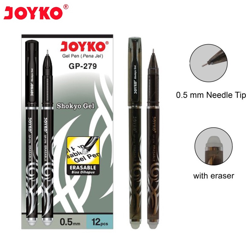 

1 LSN12 PCS Erasable Gel Pen Pulpen Pena Bisa Dihapus Joyko GP279 h X8L2