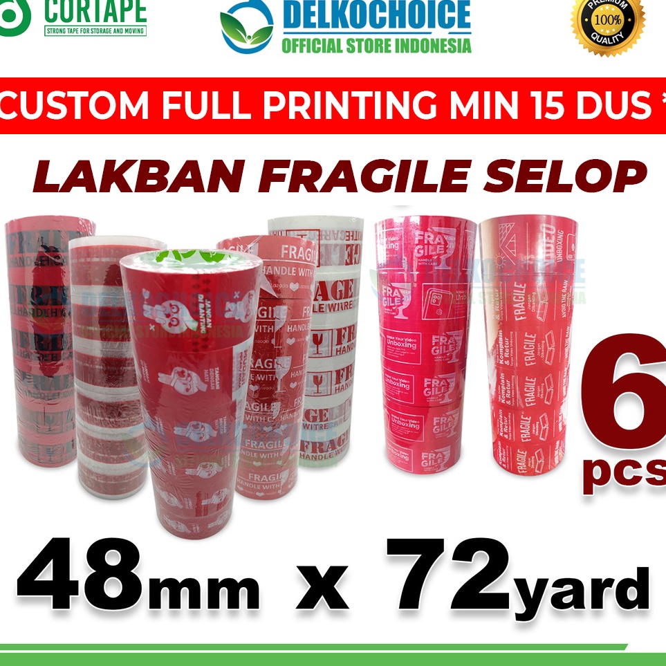 

Lakban FRAGILE 48mm PREMIUM Plakban Isolasi TAPE HANDLE WITH CARE SELOP c P3V3