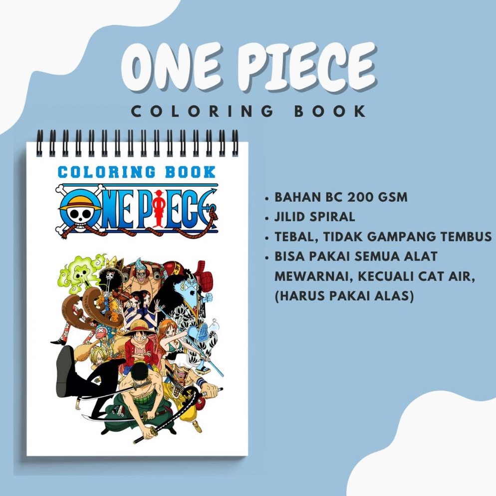 

ONE PIECE Coloring Book Cozy Relaxing Activity Buku Mewarnai Remaja Dewasa Aesthetic Kertas Tebal d A3I6