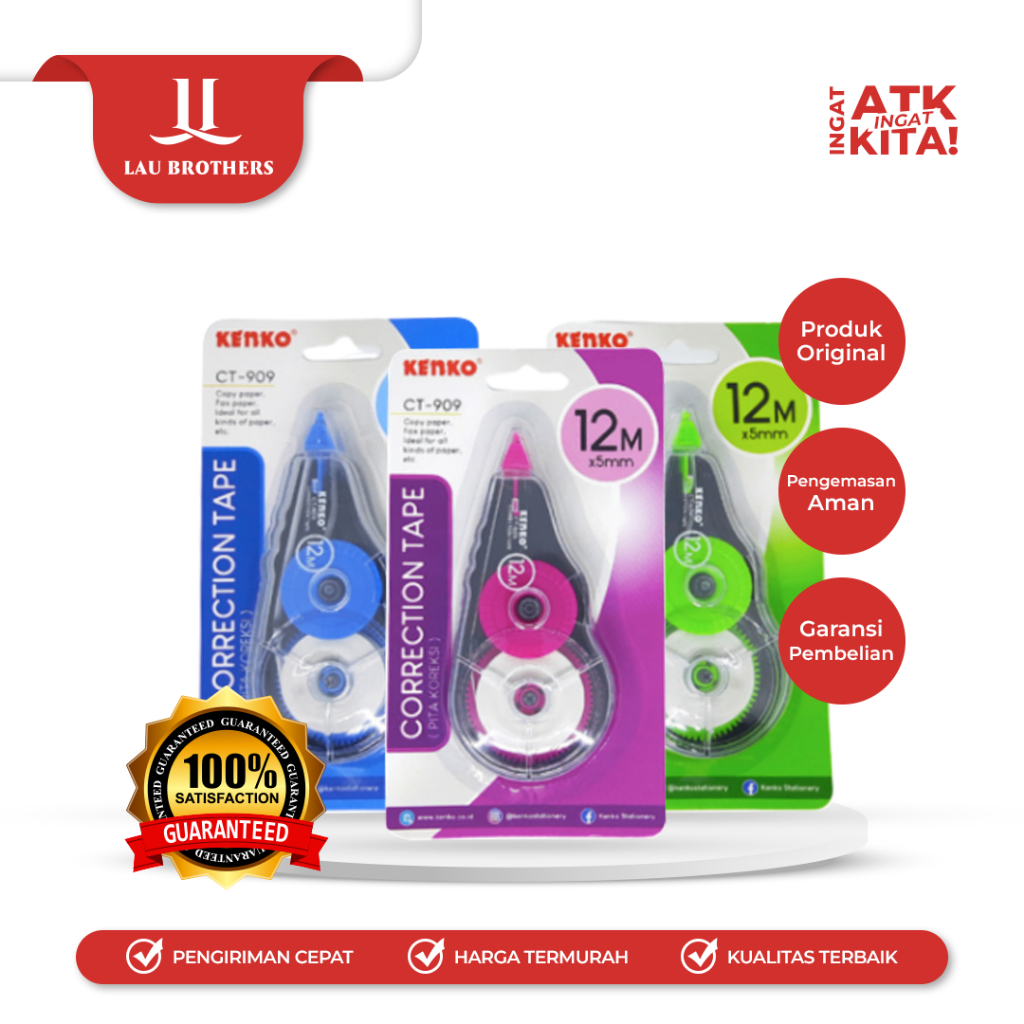 

KENKO PITA KOREKSI/ CORRECTION TAPE CT-909 [12M x 5mm] (1PC)