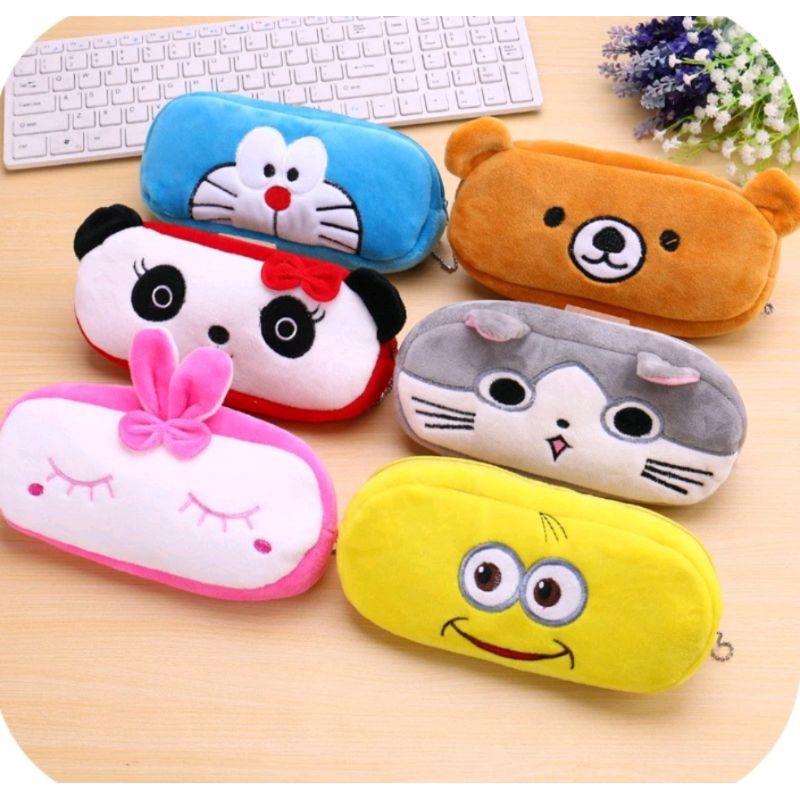 

[AJS] Tempat Pensil/Pensil Case Bludru Karakter Lucu Import