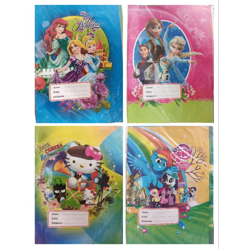 

1 pack SAMPUL BUKU SIDU KUARTO KERTAS MOTIF KARAKTER ANAK / ukuran kuarto / isi 20 lembar