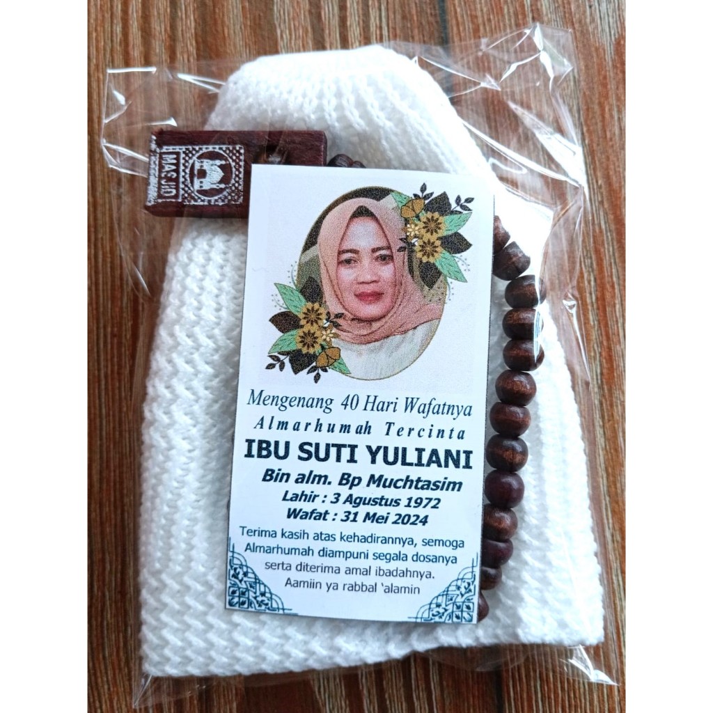 [ Bisa Reques Ucapan ] Peci Tasbih Sauvenir Tahlilan / Peci Tasbih souvenir tahlilan 1000 / Peci Tas