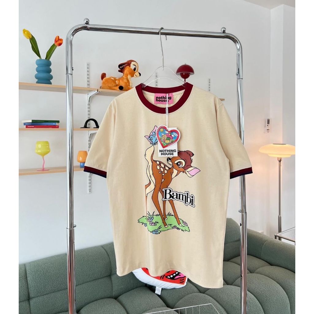 ATASAN WANITA KAOS NH BAMBI CREAM