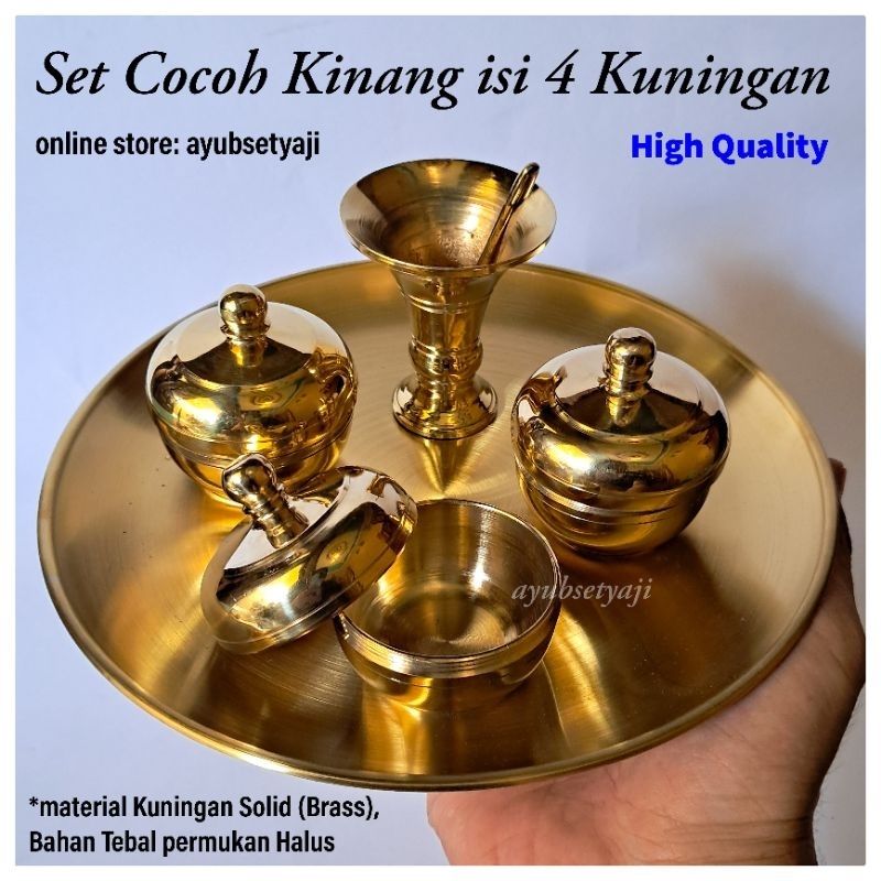 Alat Tumbuk Sirih Set cocoh Kinang isi 4 KUNINGAN Kinangan BRASS antik wadah kinang penumbuk sirih B