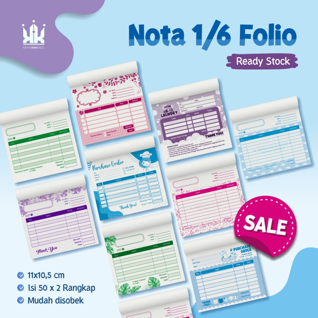 

Nota Online Shop Nota Penjualan Ukuran 1/6 Folio 2 Rangkap