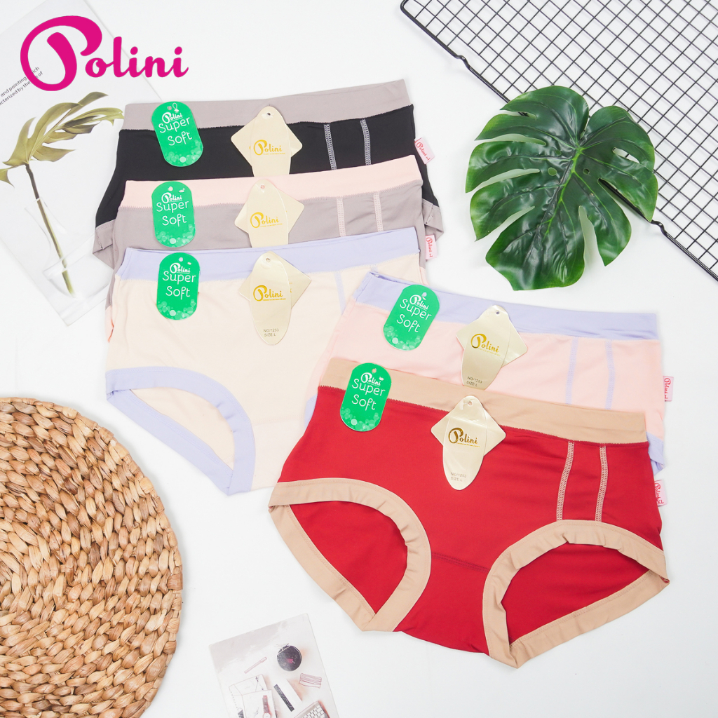 LUSINAN | CD Dalaman Perempuan Polini 1253 / Celana Dalaman Wanita Katun Karet Pinggang Elastis