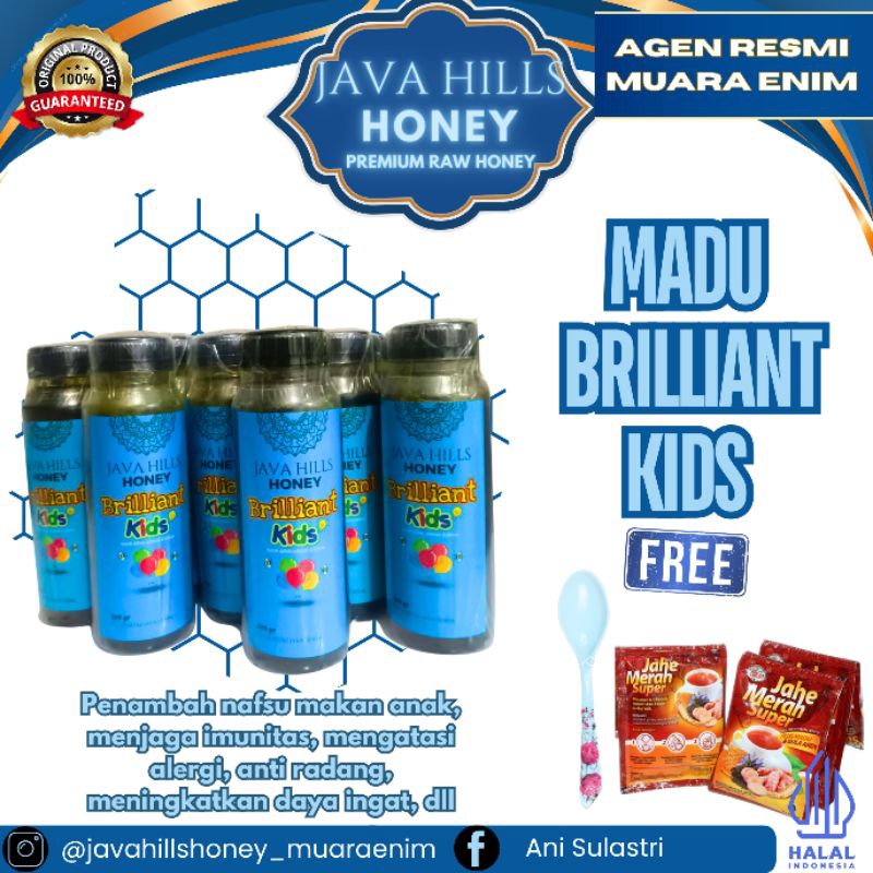 

Madu Brilliant Kids Java Hills Honey Herbal 100% Original Alami Spirulina Madu Anak 320gr