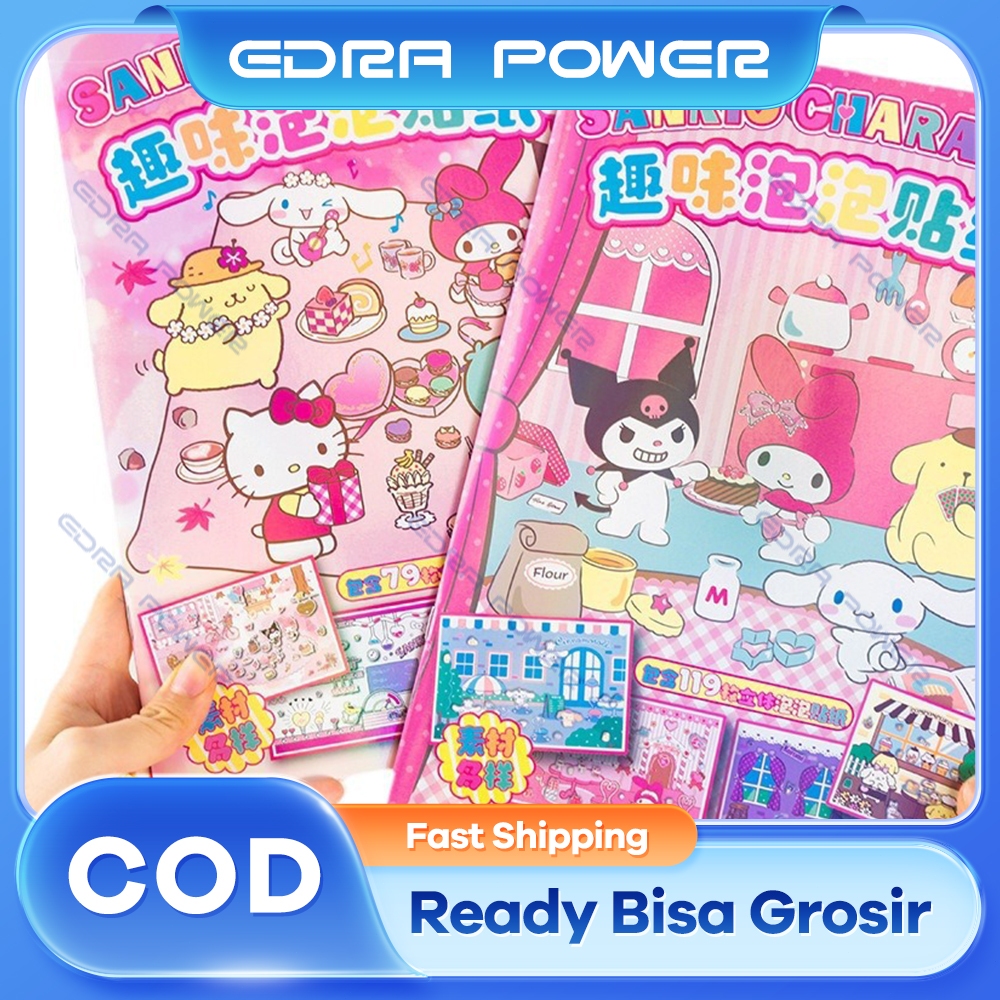 

Mainan Stiker Sanrio Quiet Book DIY Paper Doll Buku Mainan Melody Kuromi Tidak Perlu Memotong Mudah Disusun Bahan kertas Art Diy Mainan Handmade Toys