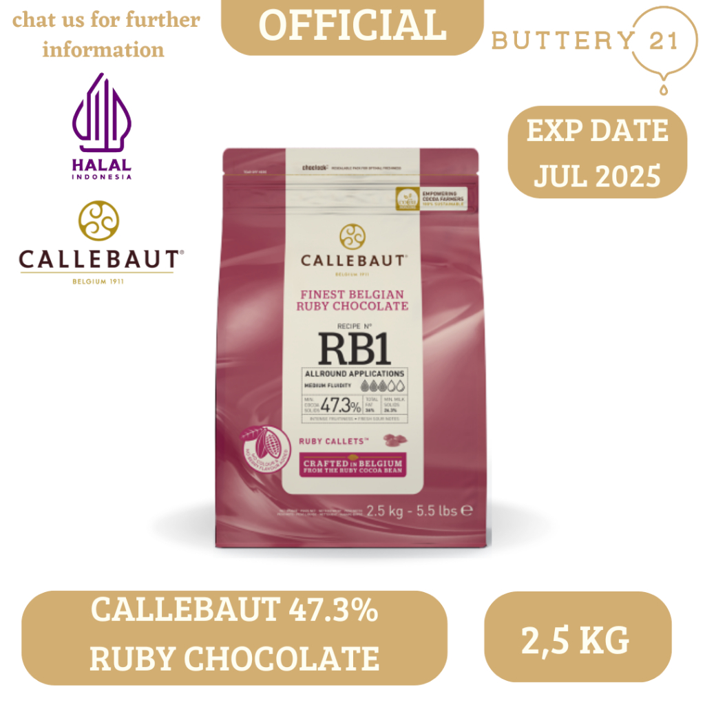 

CALLEBAUT RUBY CHOCOLATE 47.3% 2.5 KG COKLAT COUVERTURE