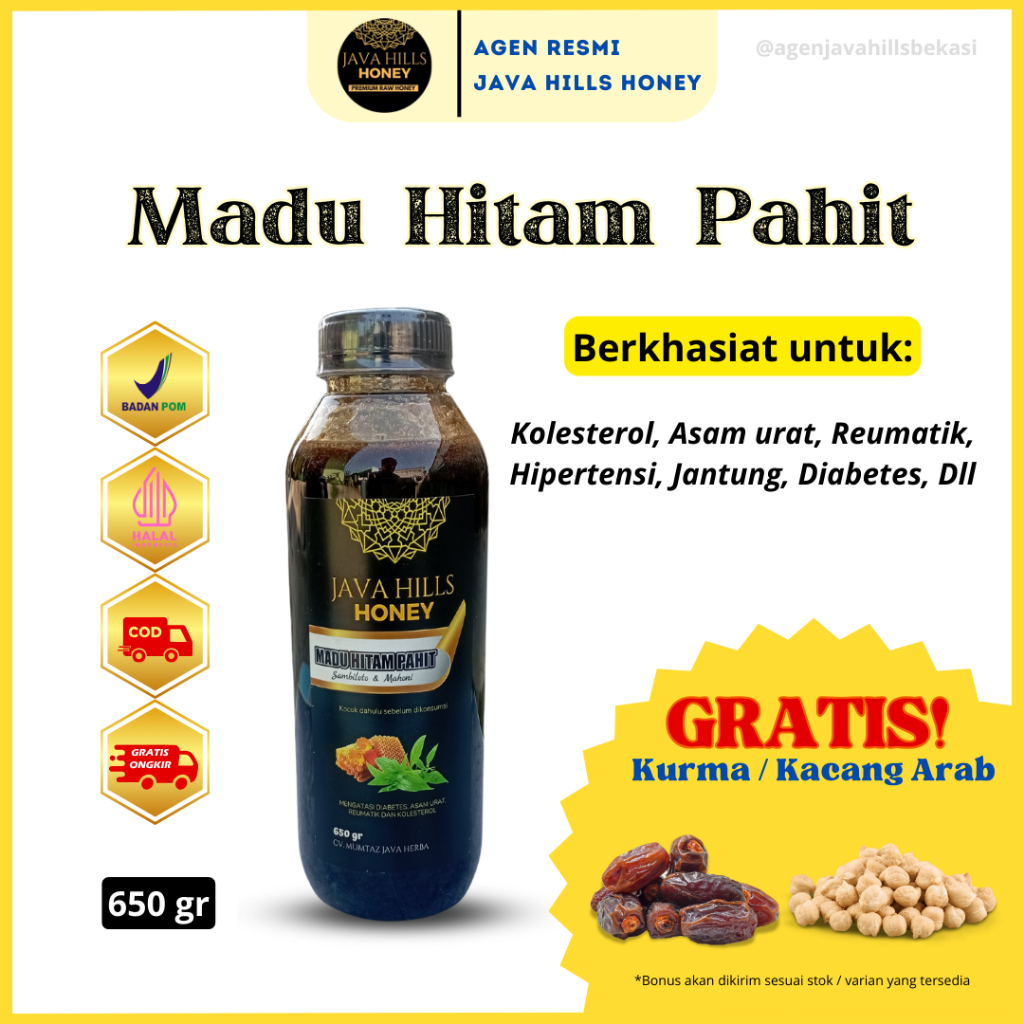 

650 Gr Madu Hitam Pahit Java Hills Honey