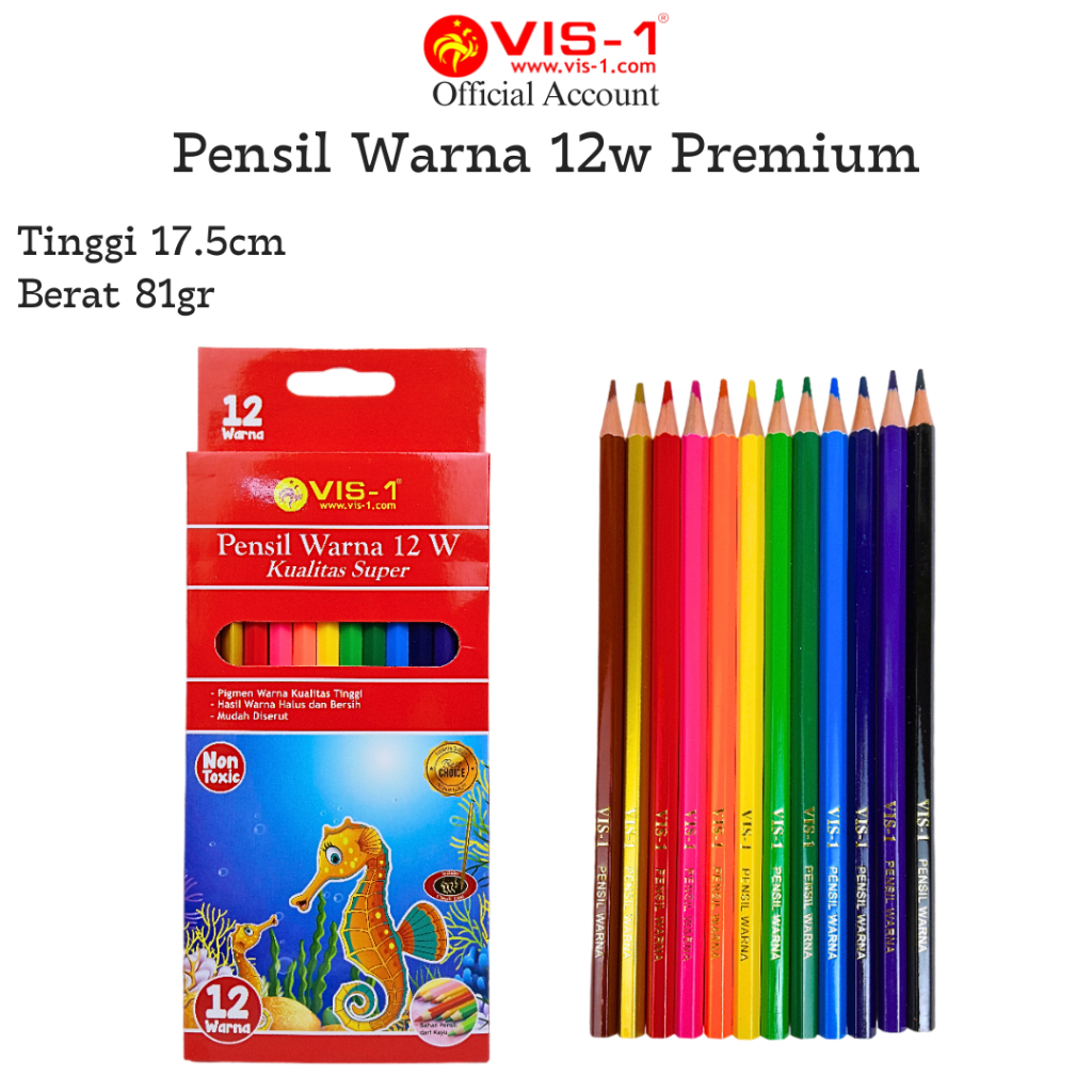 

Pensil Warna Premium 12 Warna VIS-1 / Color Pencil Premium 12 Color