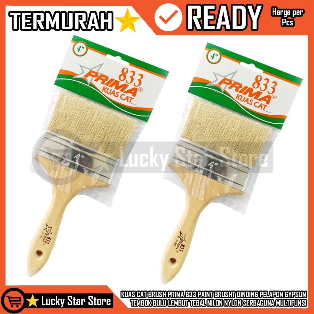 Kuas Paint Brush Prima 833 Koas Cet Dinding Tembok Ukuran 1” 1 ½ “ 2’’ 2 ½” 3” 4” 5” Bulu Tebal Halu