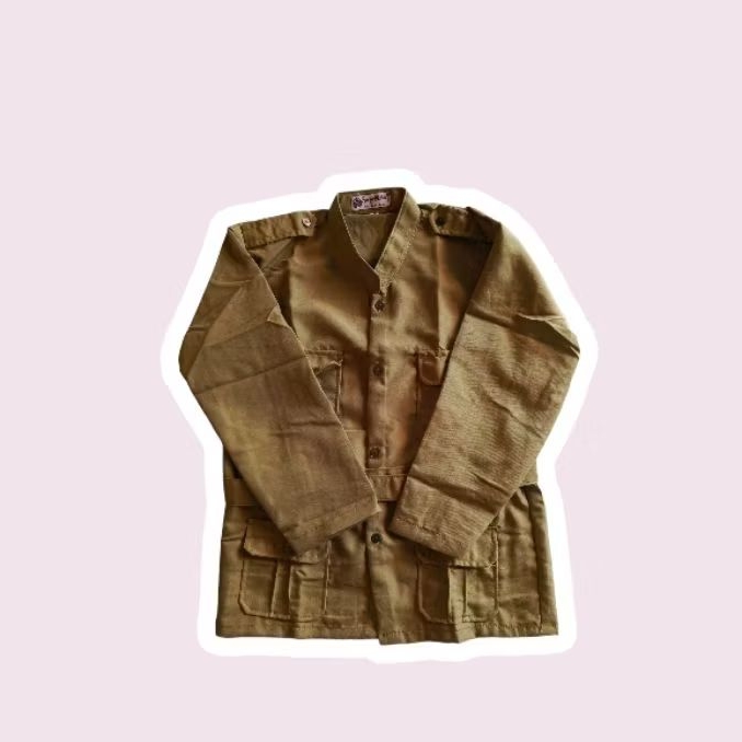 Baju kemeja HW (MI) Lengan Panjang Saku 4 ada Ikat Pinggang Baju [Putri]