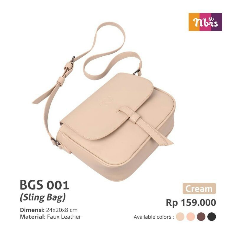 SLING BAG BGS 001 CREAM BY NIBRAS || TAS SELEMPANG WANITA TRENDI POPULER TERBARU BRANDED