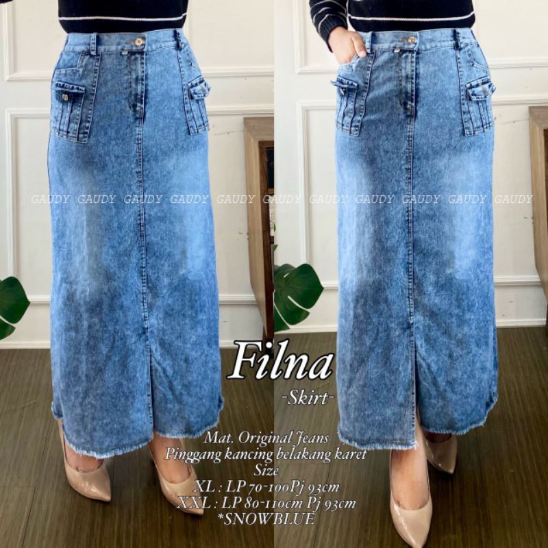 Filna Rok Span Wanita Kekinian Jeans Melar
