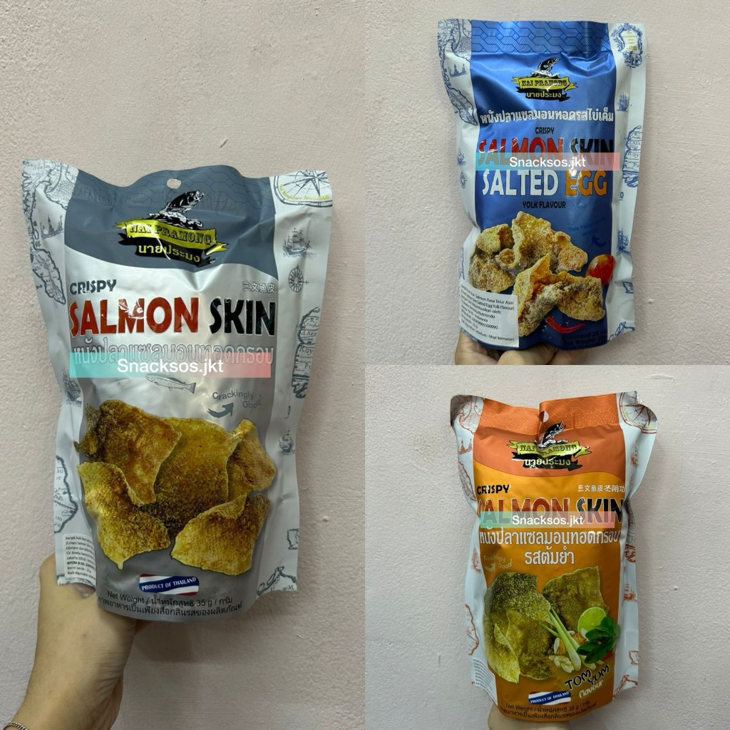 

NAI PRAMONG CRISPY SALMON SKIN ORIGINAL / TOM YUM / SALTED EGG YOLK - KULIT IKAN