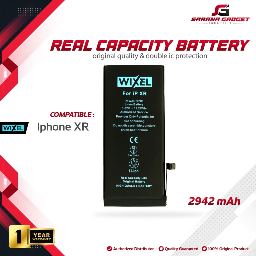 WIXEL ORIGINAL Baterai Iphone XR Double Power Real Capacity Batre Batrai Battery Ip Ori HP Handphone