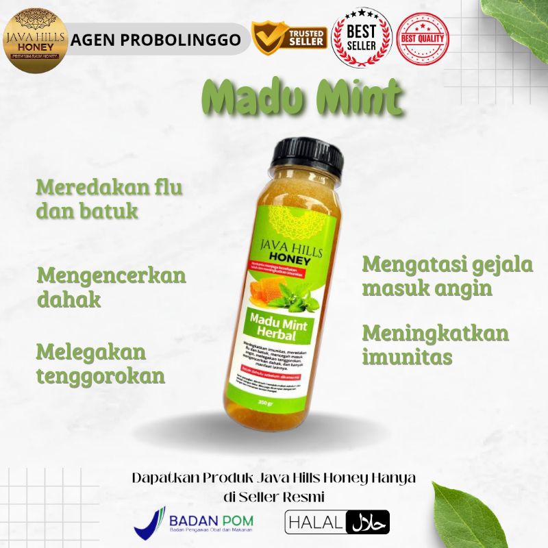 

Madu Mint Java Hills Honey Madu Batuk Pilek Madu Asma Madu Sinusitis Madu Alergi untuk mengencerkan dahak Madu Herbal 350gr