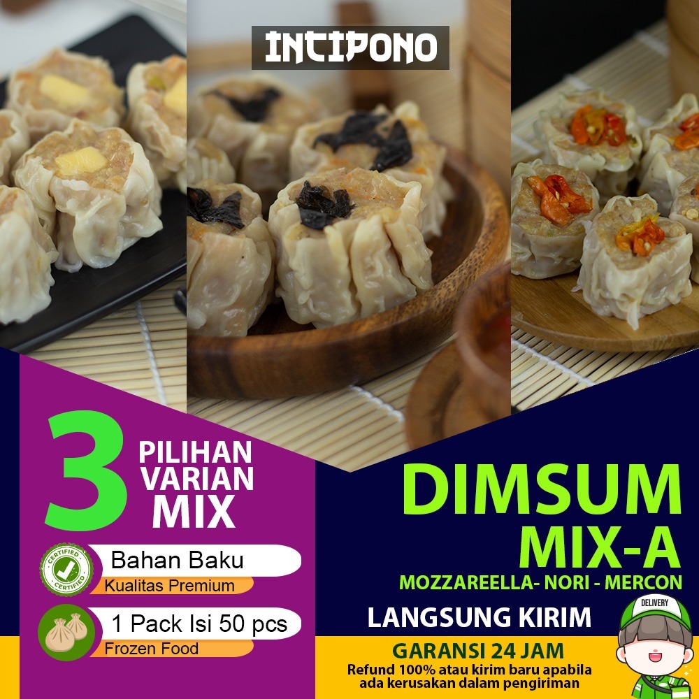 

Incipono Dimsum Mix - A - Mozzarella - Nori - Mercon Rasa Daging Ayam Siomay Isi 50 Frozen Food Halal Premium Hotel