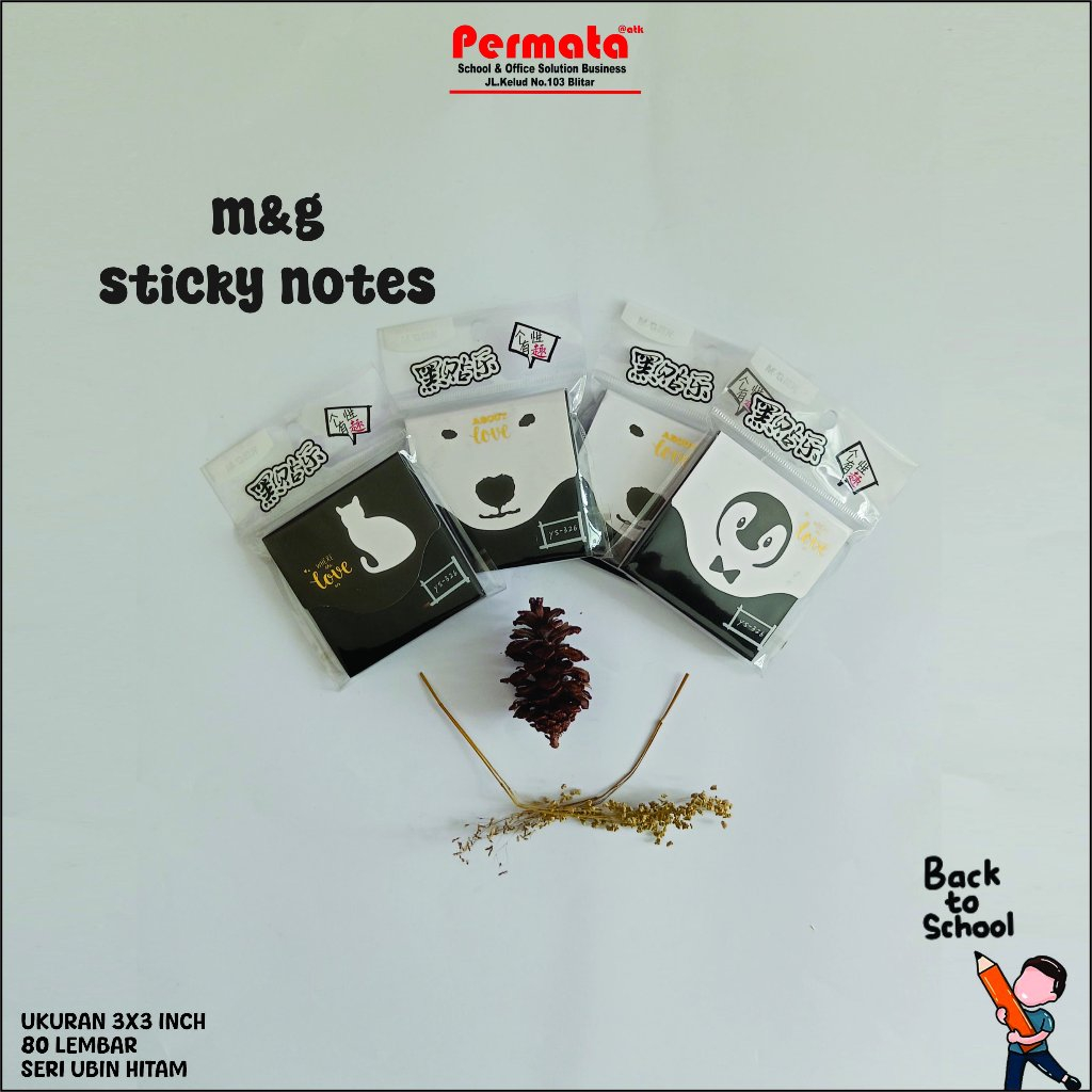 

M&G 3x3 BLACK COLOR STICKY NOTES 80 SHEETS 76x76 MM / PEMBATAS BUKU/M&G