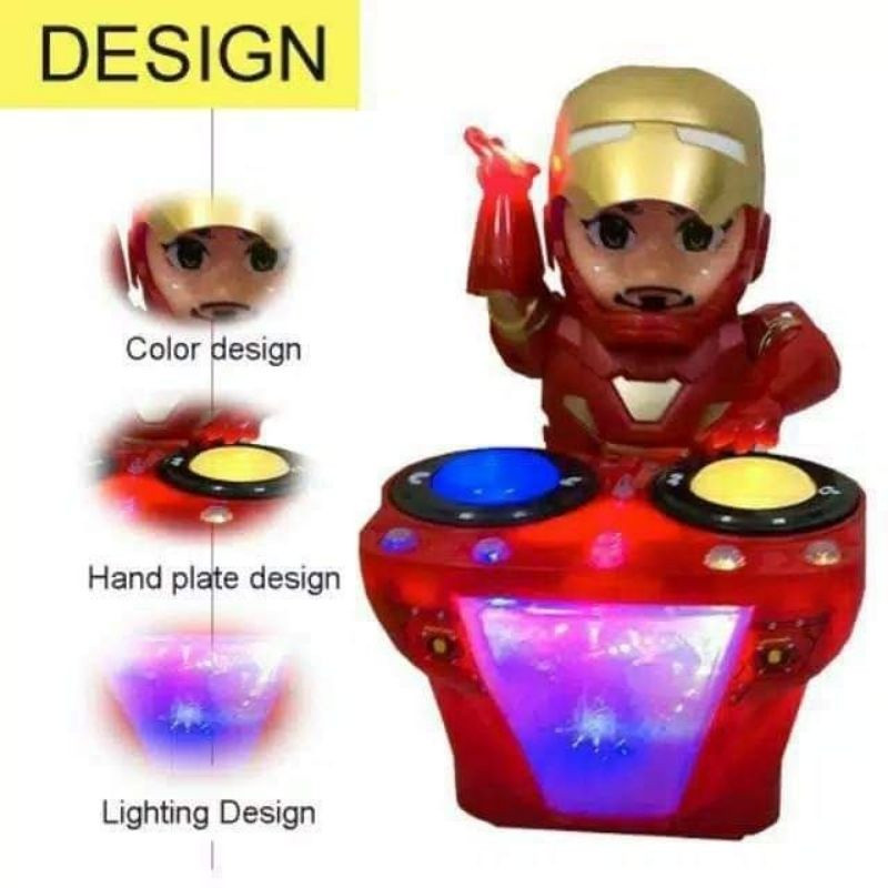Happy Toys -  Mainan Anak Robot DJ IRONMAN - Mainan IRON MAN DJ Dance Robot Ada Lampu Dan Musik