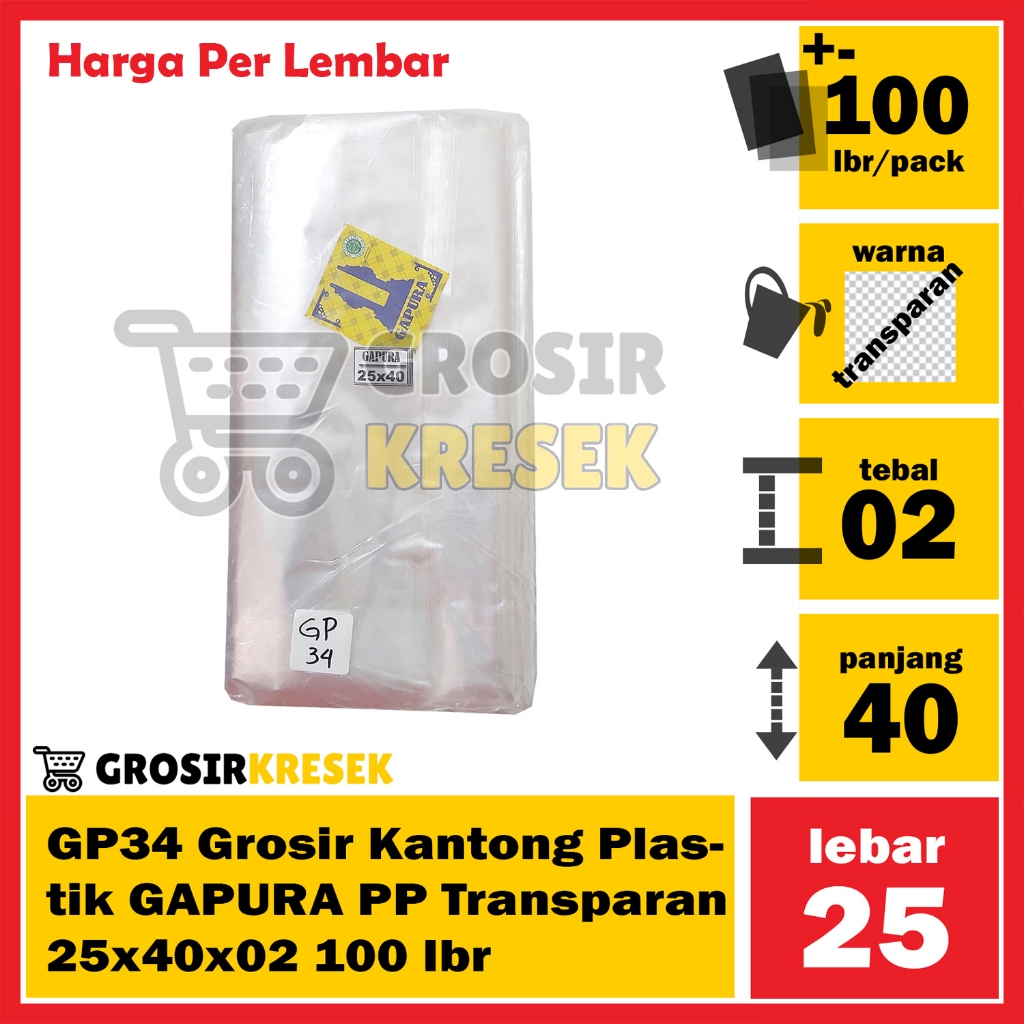 

[LBR] Plastik GAPURA PP 25x40x02 Transparan min 100 GP34 - Grosir Kresek