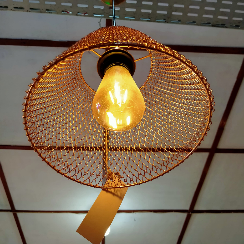 Fitting Lampu Gantung Bohlam Filamen E27 Pijar Jaring Gold Emas Kabel Indoor Penerangan Pitingan Ter