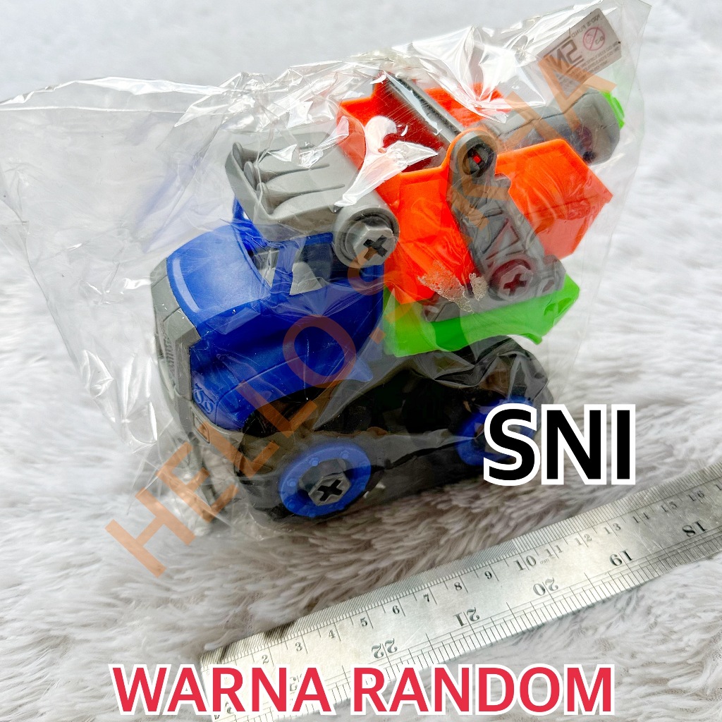 MAINAN TRUK KECIL RAKIT NON KODE BONGKAR PASANG DIY ADA OBENG DAN BAUT TRUCK BANGUNAN CONSTRUCTION K