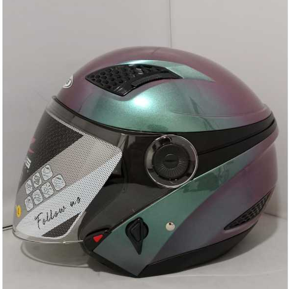 Helm Zeus ZS-610 Chamaleon Purple Half Face Double Visor