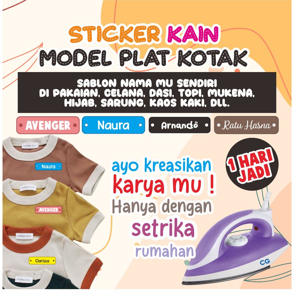

Sablon Nama Stiker Kain Instant dengan setrika rumahan