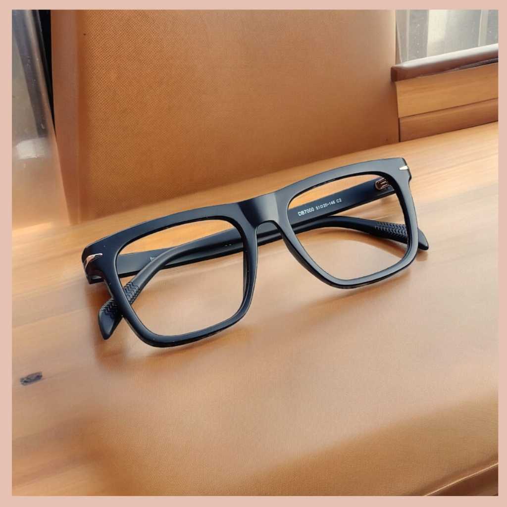 CAPONI Kacamata Bluecromic Pria Kaca Mata Photocromic Lensa Minus Frame Retro Kotak Tebal Kekinian
