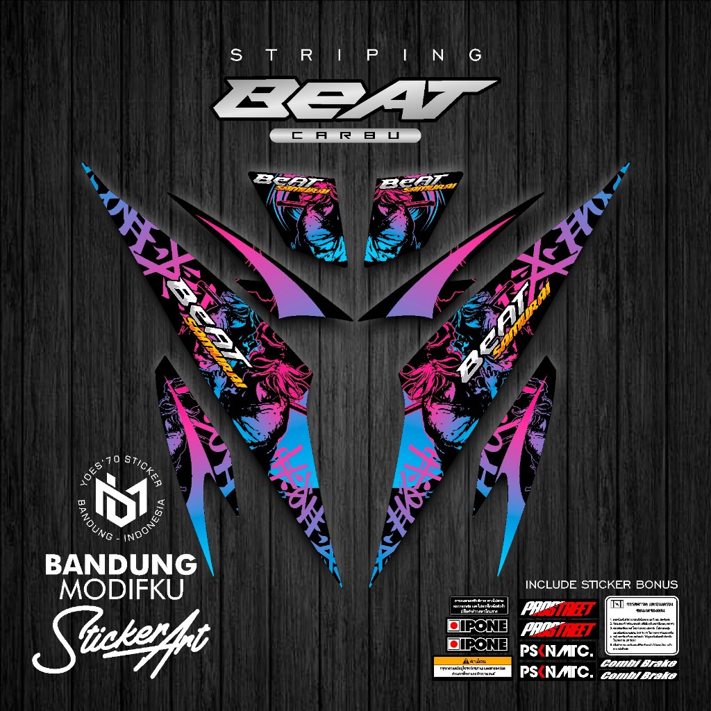 STRIPING STICKER MOTIF 33 / HONDA BEAT KARBU / BANDUNG MODIFKU / BETCARBU / STICKER VARIASI