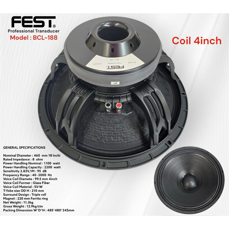 speaker komponen fest bcl188 original speaker 18 inch fest bcl 188
