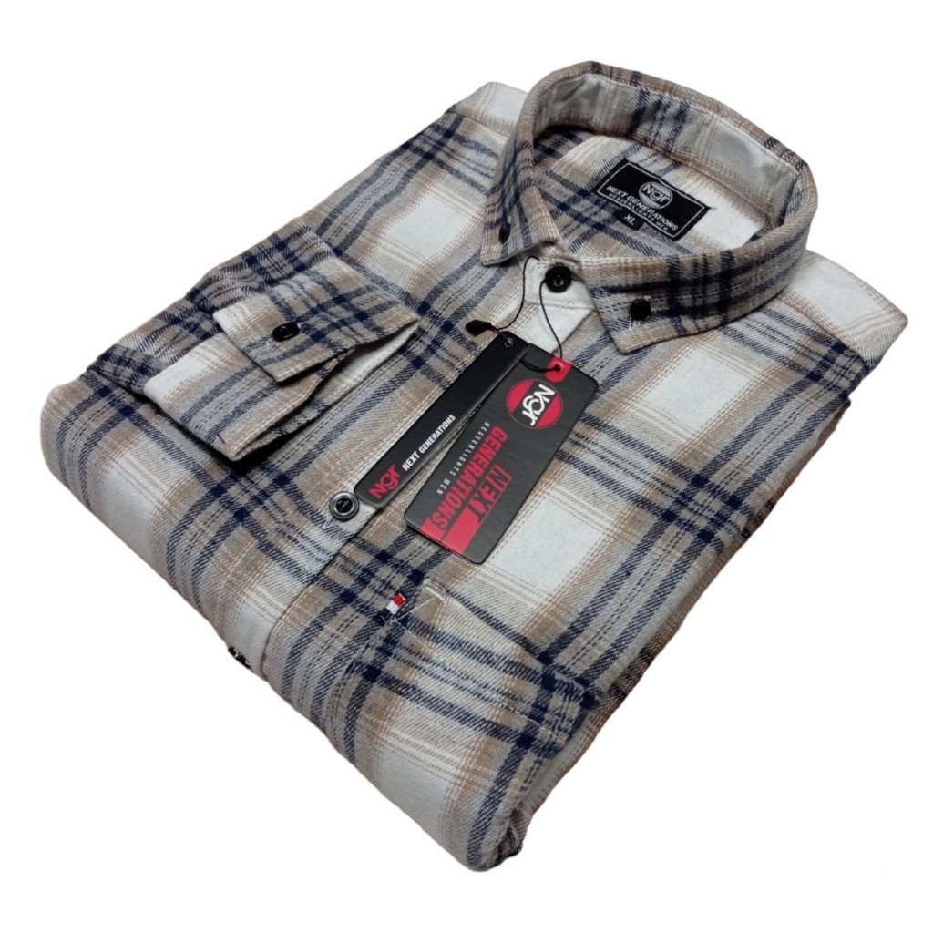 Kemeja Flanel Pria Wanita Lengan Panjang Kotak Catur Hem Kantor M L XL Motif  Kekinian Korea Casual 
