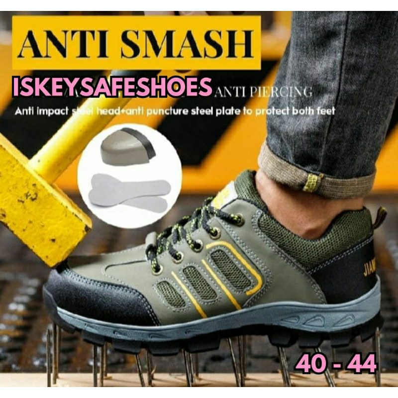 SEPATU SAFETY BOOT HIJAU HITAM IMPORT