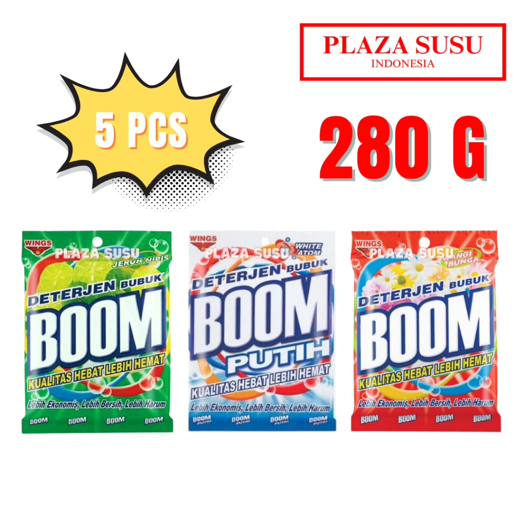 BOOM DETERGEN BUBUK PUTIH 280 G DETERJEN BUBUK LAUNDRY BOOM JERUK NIPIS BUNGA