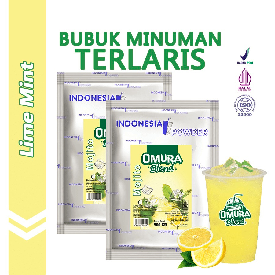

[Bundle 2Bag x 500gr] Rasa Mojito Bubuk Minuman Premium Merk Omura Blend (Mix Gula)