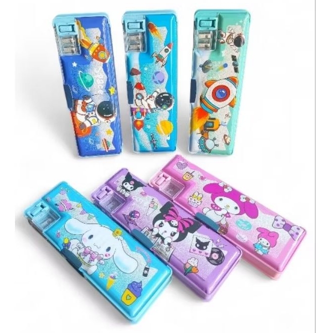 

tempat/kotak pensil/tepak/pencil case magnet + rautan fancy bolak balik W 86