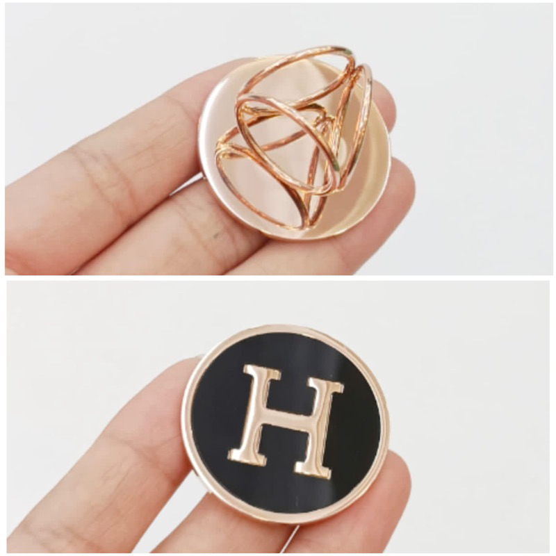 Ring bros cincin jilbab hijab titanium logo H bulat hitam lis rosegold