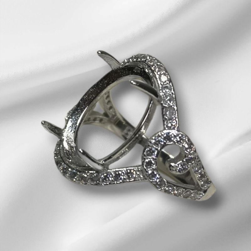 Ring cincin emban cangkang untuk wanita bahan alpaka 12x7mm