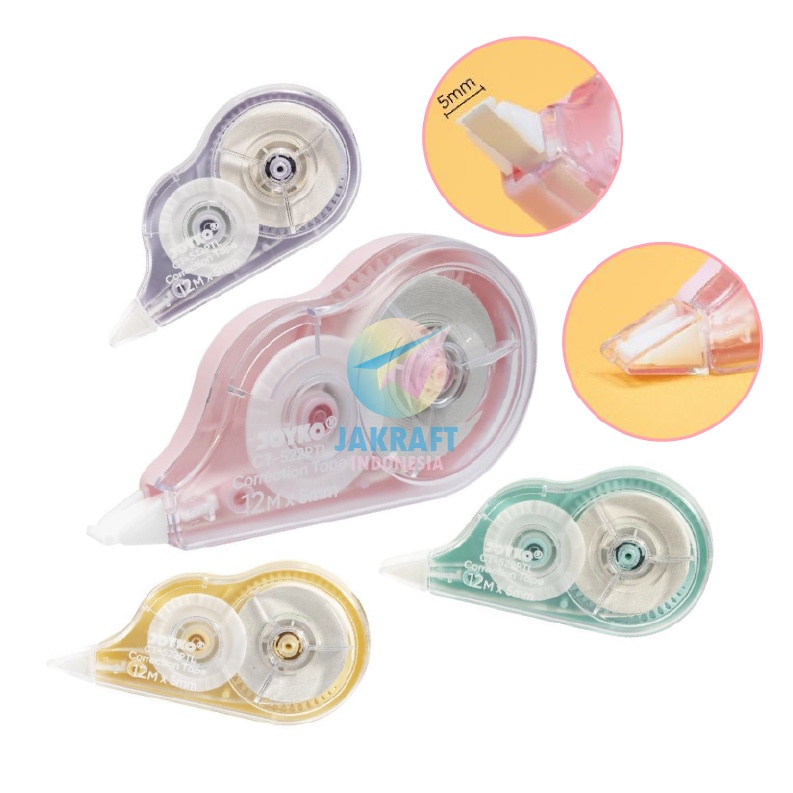 

HOT 1 Pcs Correction Tape JOYKO CT522PTL TipX Tip Ex Pita 12 Meter isi Lebih Banyak Long Life Pastel