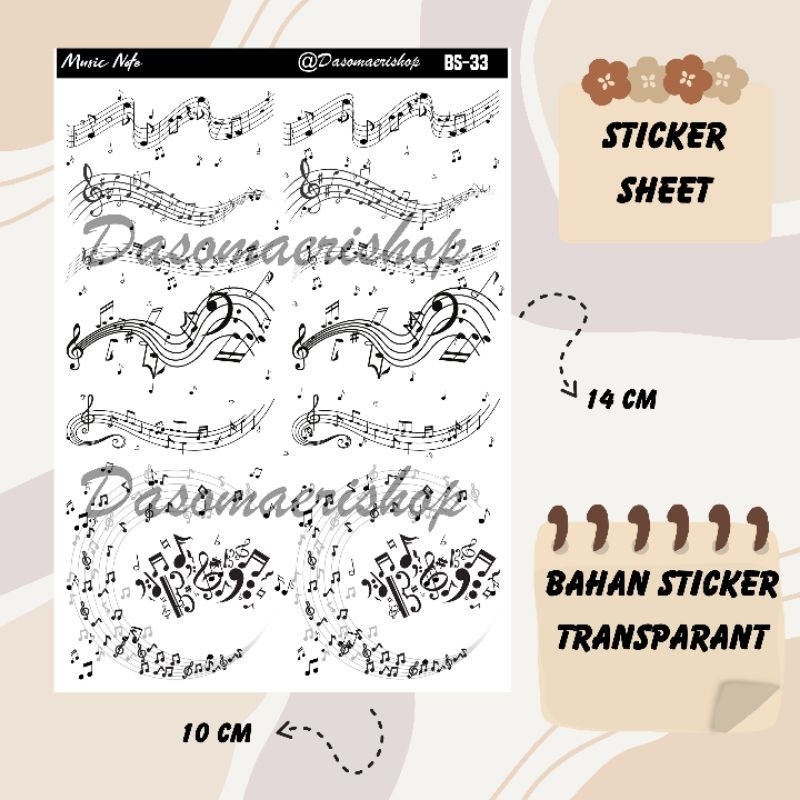 

Sticker Sheet Aesthetic Music Note Stiker Nada Tangga Lagu Dekorasi Journaling Scrapbook Handmade by Dasomaerishop