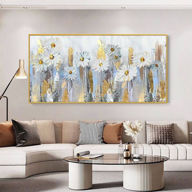 Hiasan Dinding Ruang Tamu Lukisan bunga mewah abstrak mewah Art Classic Modern Aesthetic