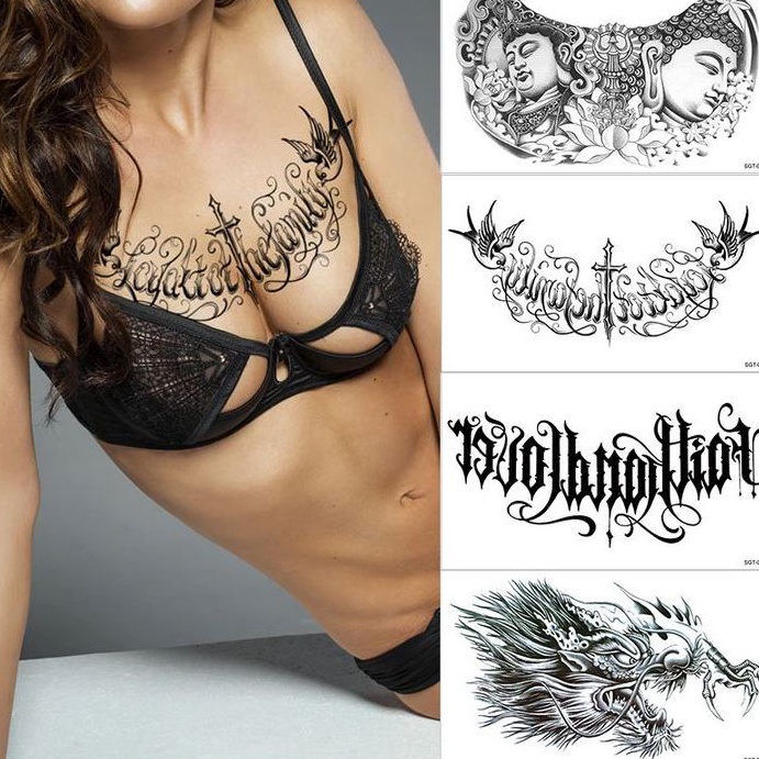 KODE O69D PREMIUM Tatto Semi Permanen Tahan Lama Ukuran Dada Punggung 28x15cm Waterproof Tattoo Stic