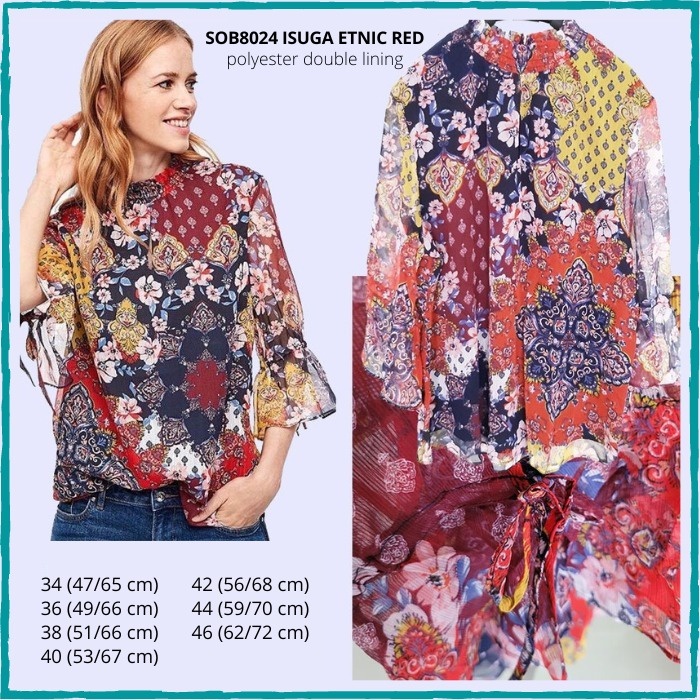 Blouse Wanita Murah Modis 8024 Isuga Ethnic Red