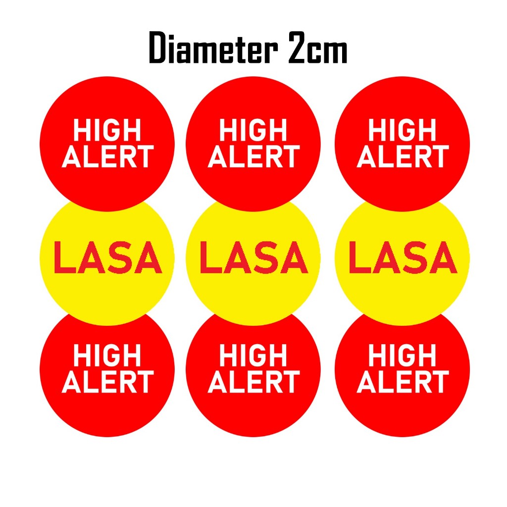 

Stiker Lasa dan High Alert Diameter 2cm